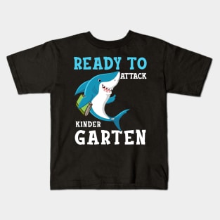 Kids Shark Ready To Attack Kindergarten First Day of School Kids T-Shirt